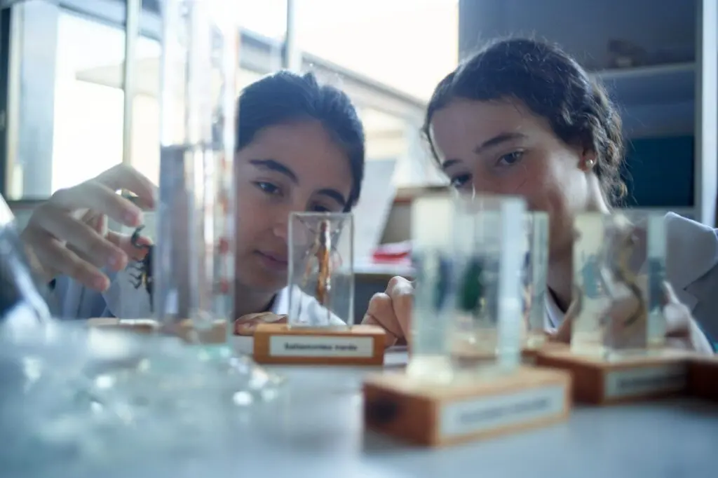 Alumnas en el Laboratorio del Colegio Orvalle